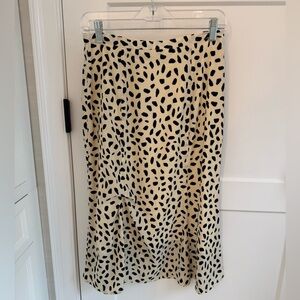 Cream and Black Dotted Midi Skirt